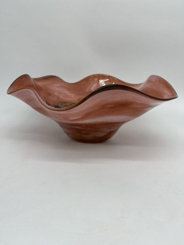 Unexpected Large hectic glass blown cup signed by Artist