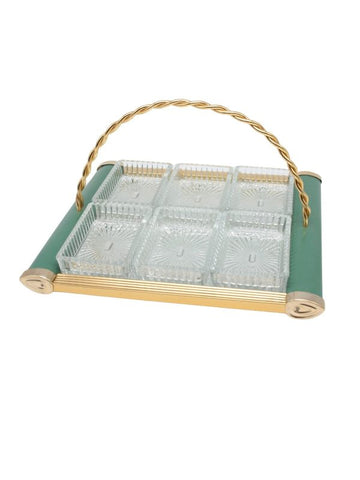 Vintage cocktail tray from the 50s with silver cutlery