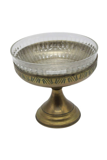 Pair of brass and glass cups