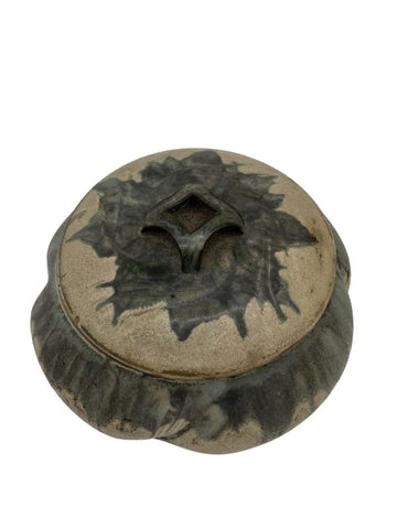 Wonderful enamelled stoneware bonbonnières, signed Denbac under the base. Mint condition