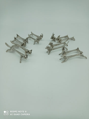 very rare set of knife rests in the shape of animals