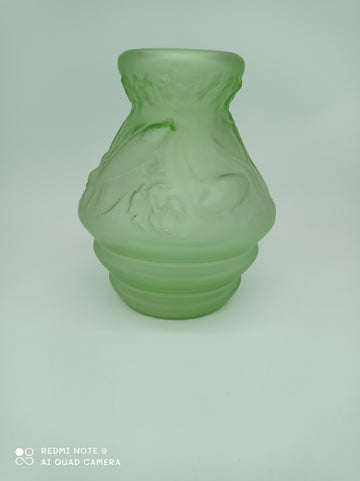 Art deco vase pressed molded glass