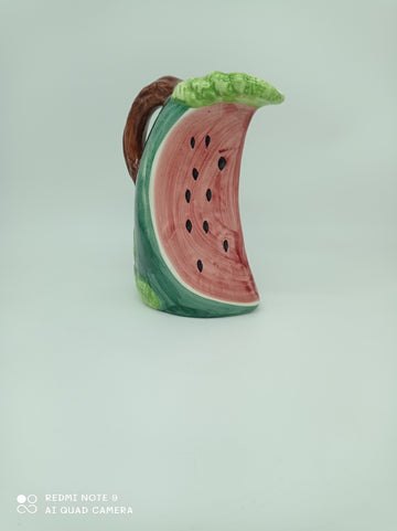 Watermelon-shaped ceramic pitcher