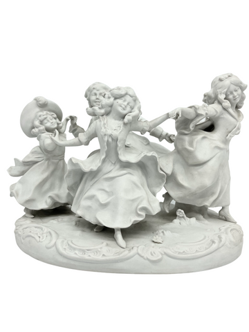 Adorable Children’s round ceramic group 18th Century style.Marked