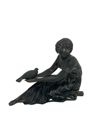 Lovely little decorative sculpture of a young woman with a dove. c. 1920-1930