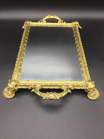 Rococo style tray, gilt bronze frame.