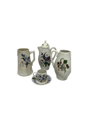 Elegant enamelled earthenware coffee service