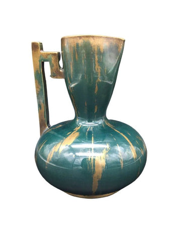 Art&Craft pot in green and oc ceramics