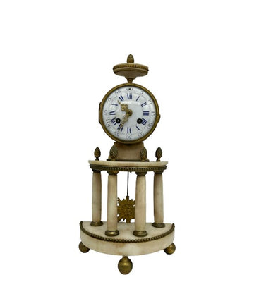 Portico clock in bronze and off-white marble