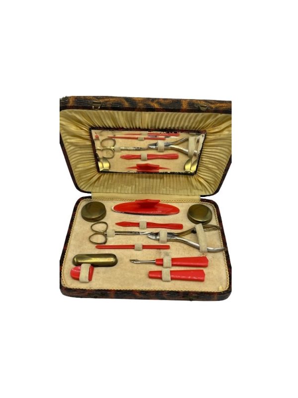 Incredible manicure box in a snake-style case work of the 35-40s