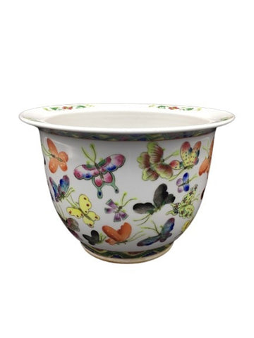 Magnificent vase representing multicolored butterflies early 20th